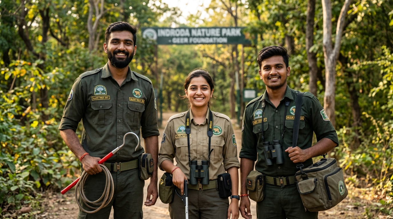 Wildlife rescue and conservation volunteers in Gandhinagar